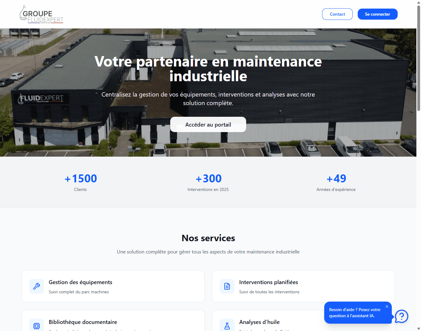Page d'accueil du portail FluidExpert